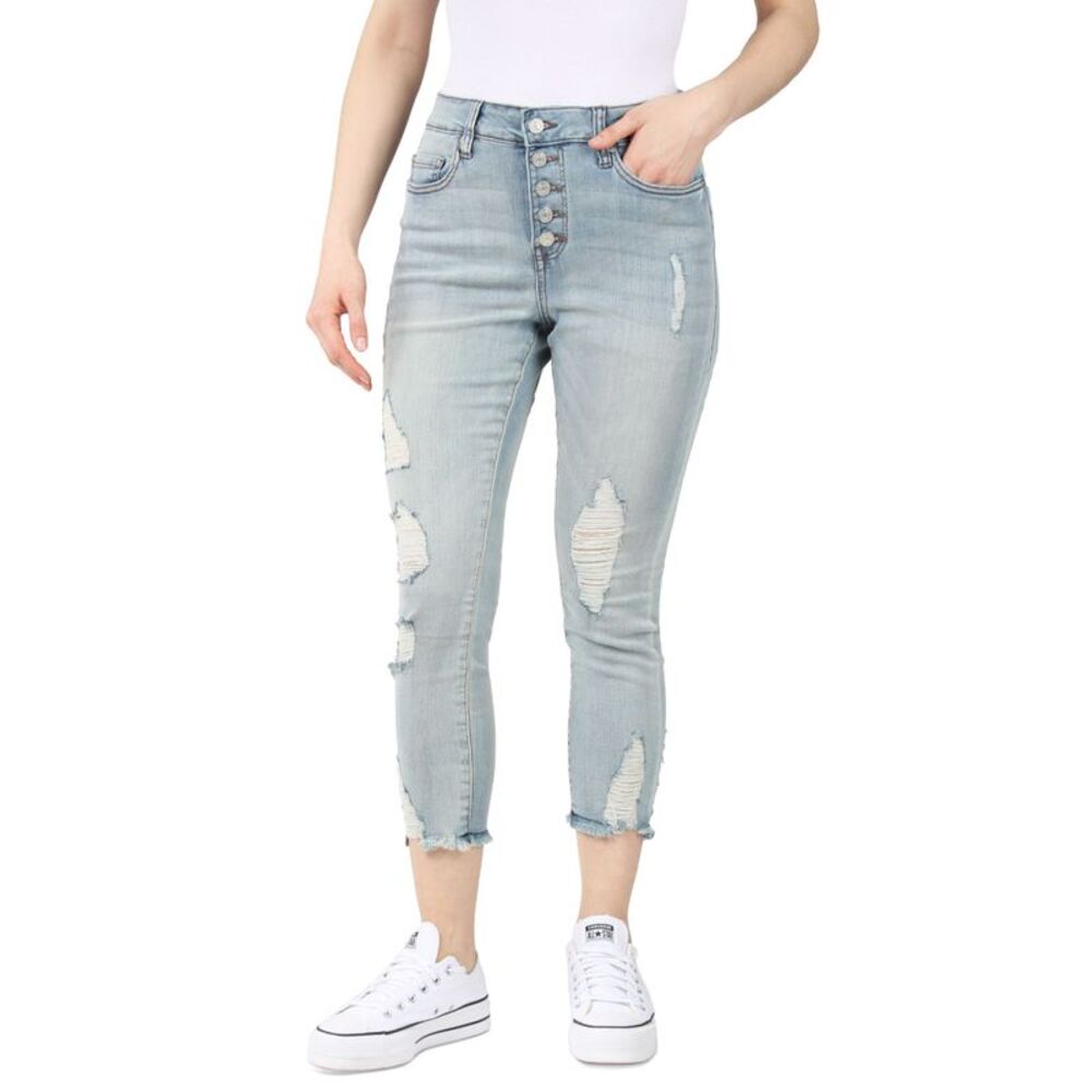 Juniors' Distressed Cropped Jeans